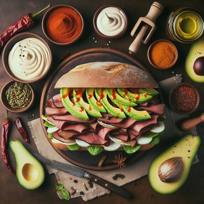 Image of Roast Beef Sandwich with Spicy Mayo and Avocado