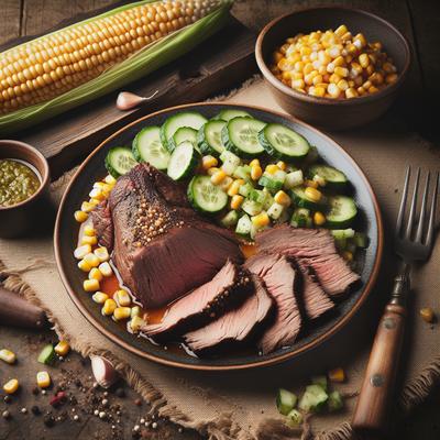 Image of Roast Beef with Cucumber Corn Salsa