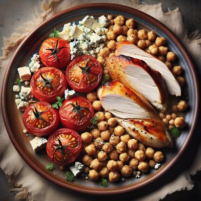 Image of Roast Chicken Breasts with Chickpeas Tomatoes Blue Cheese