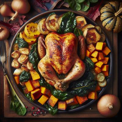 Image of Roast Chicken Butternut Squash and Swiss Chard