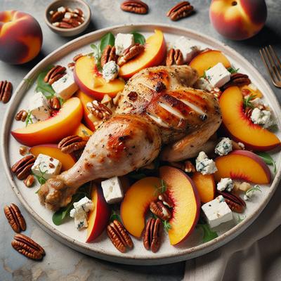 Image of Roast Chicken Salad with Peaches Goat Cheese and Pecans