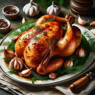 Image of Roast Chicken Stuffed with Fennel and Garlic