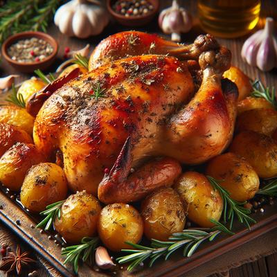 Image of Roast Chicken Stuffed with Herbed Potatoes