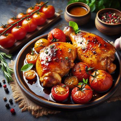 Image of Roast Chicken Thighs with Tomatoes and Herbs