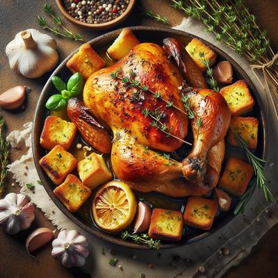 Image of Roast Chicken with Garlic Croutons