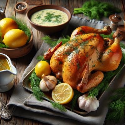 Image of Roast Chicken with Lemon Dill Sauce