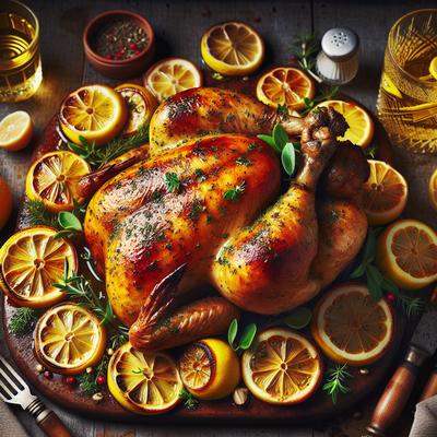 Image of Roast Chicken with Lemon Oregano Vermouth