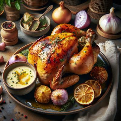 Image of Roast Chicken with Meyer Lemon Shallot Sauce