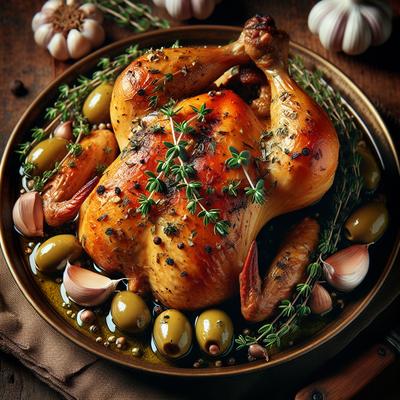 Image of Roast Chicken with Olives Garlic and Thyme