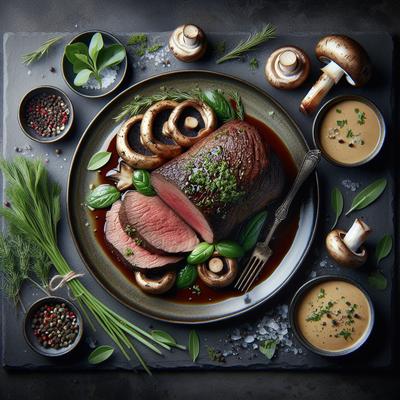 Image of Roast Fillet of Beef with Mushroom Tarragon Sauce