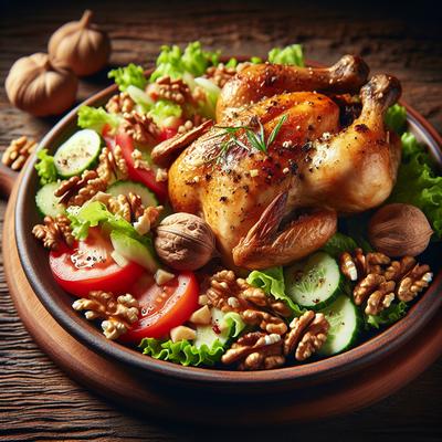 Image of Roast Garlic Chicken and Walnut Salad