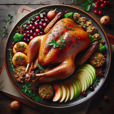 Image of Roast Goose with Forcemeat and Spiced Cranberry and Apple Stuffi