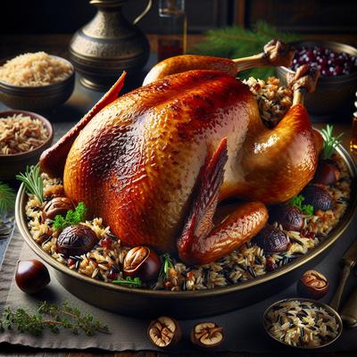 Image of Roast Goose with Wild Rice Chestnut Stuffing