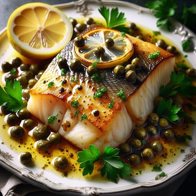 Image of Roast Halibut with Capers Lemon and Parsley