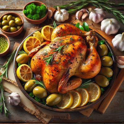 Image of Roast Lemon Garlic Chicken with Green Olives