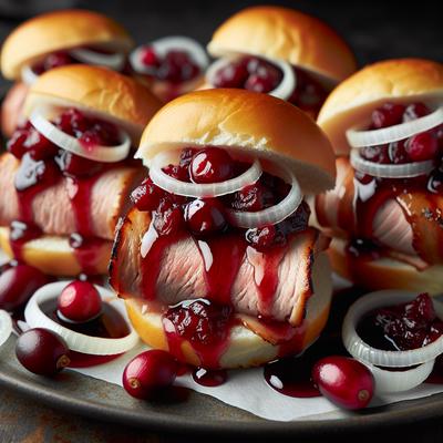 Image of Roast Pork Tenderloin Sliders with Cranberry Sauce and Onions
