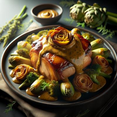 Image of Roast Pork with Artichoke Mustard Sauce