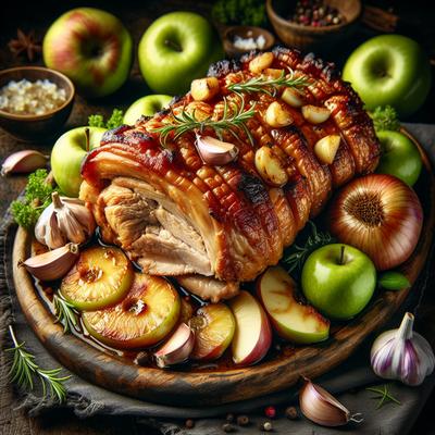 Image of Roast Pork with Garlic and Apples