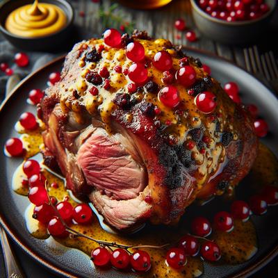 Image of Roast Shoulder of Lamb with Mustard and Red Currant Glaze