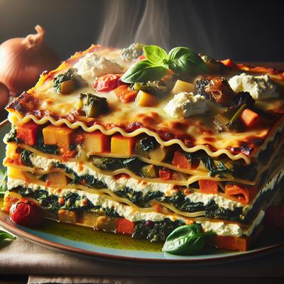 Image of Roast Vegetable Spinach and Ricotta Lasagna
