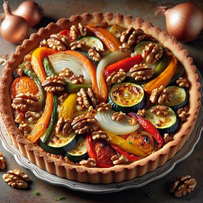 Image of Roast Vegetable Tart with Walnut Crust