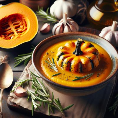 Image of Roasted Acorn Squash Soup with Rosemary and Garlic