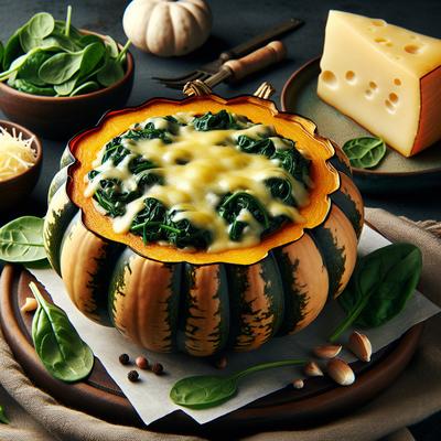 Image of Roasted Acorn Squash with Spinach and Gruyere