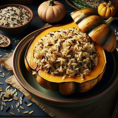 Image of Roasted Acorn Squash with Wild Rice Stuffing