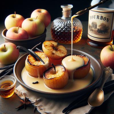 Image of Roasted Apples with Bourbon Crme Anglaise