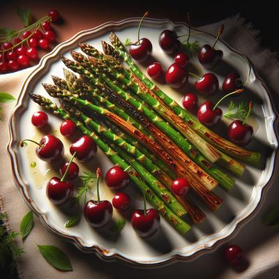 Image of Roasted Asparagus and Cherries