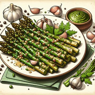 Image of Roasted Asparagus in Garlicky Tarragon Dressing