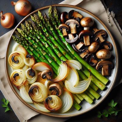 Image of Roasted Asparagus Mushrooms and Onions