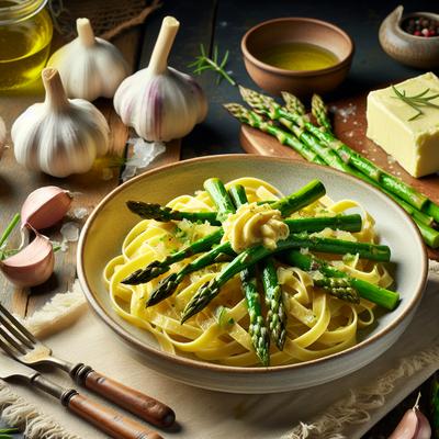 Image of Roasted Asparagus Pasta with Garlic Butter