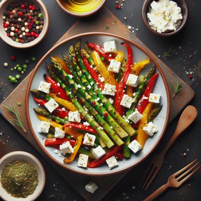 Image of Roasted Asparagus Peppers with Feta