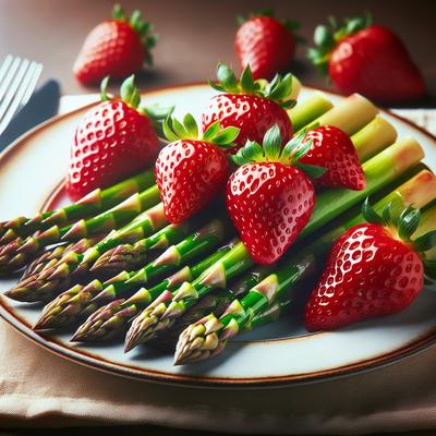 Image of Roasted Asparagus with Fresh Strawberries