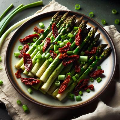 Image of Roasted Aspargus with Scallions and Sun Dried Tomatoes