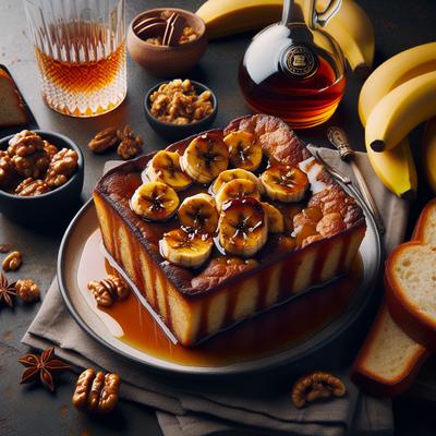 Image of Roasted Banana Bread Pudding with Bourbon Praline Sauce