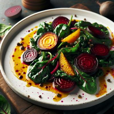 Image of Roasted Beet and Wilted Greens Salad W Orange Vinaigrette