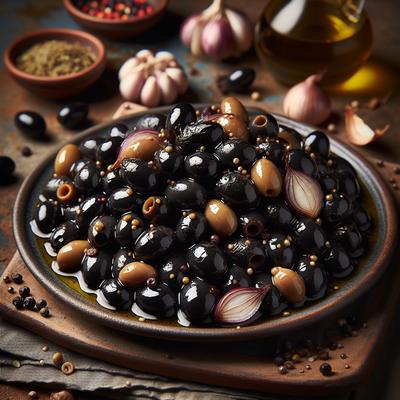 Image of Roasted Black Olives and Pearl Onions