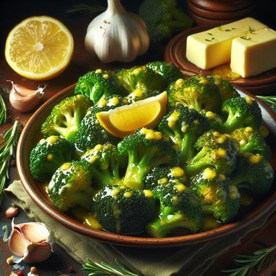 Image of Roasted Broccoli Drizzled with Lemony Garlic Butter