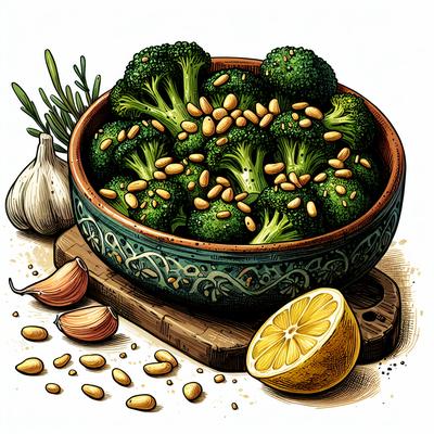 Image of Roasted Broccoli W Lemon Garlic Toasted Pine Nuts