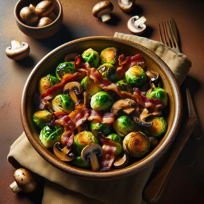 Image of Roasted Brussel Sprouts with Mushrooms Bacon