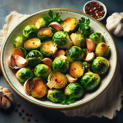 Image of Roasted Brussels Sprouts and Garlic