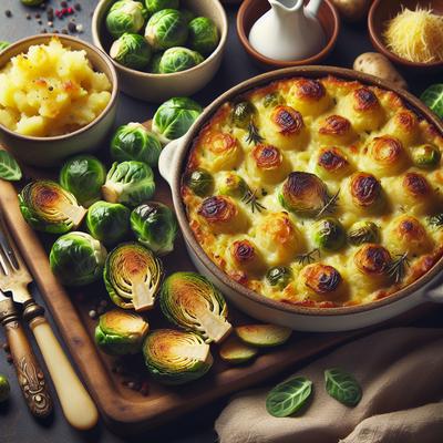 Image of Roasted Brussels Sprouts and Potato Gratin