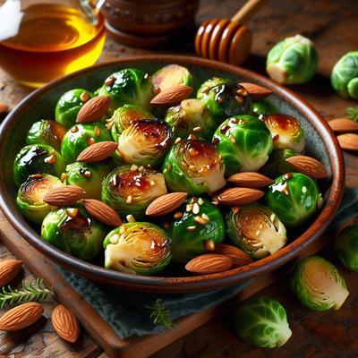 Image of Roasted Brussels Sprouts with Almonds and Honey