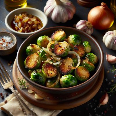 Image of Roasted Brussels Sprouts with Garlic and Onions