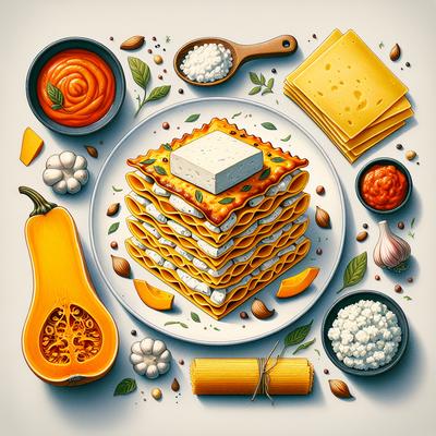 Image of Roasted Butternut Squash and Goats Cheese Lasagne