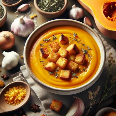 Image of Roasted Butternut Squash Soup with Crispy Croutons