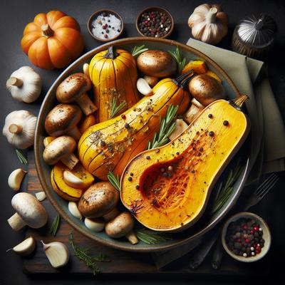 Image of Roasted Butternut Squash with Garlic Mushrooms