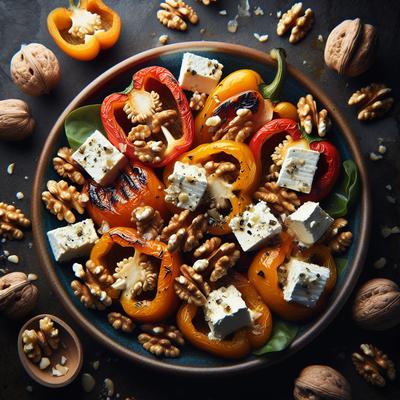 Image of Roasted Capsicum Goat Cheese and Walnut Salad